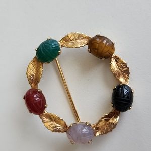 Vintage scarab wreath pin